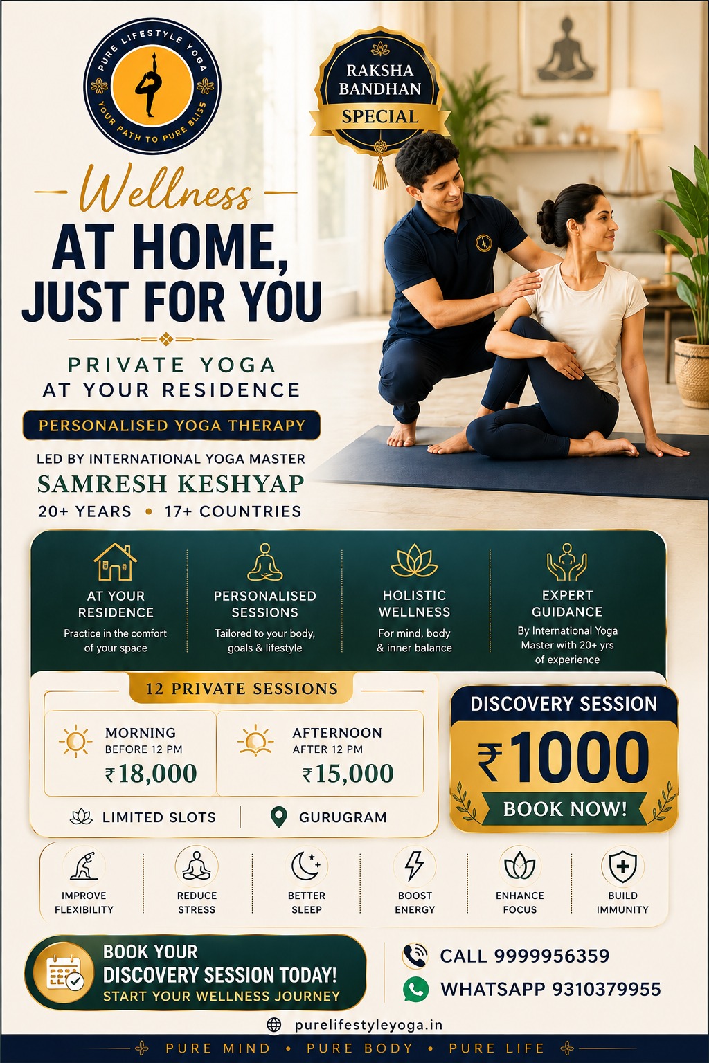 Pure Lifestyle Yoga — New Member Introductory Trial: 3 Private Sessions for ₹3,000